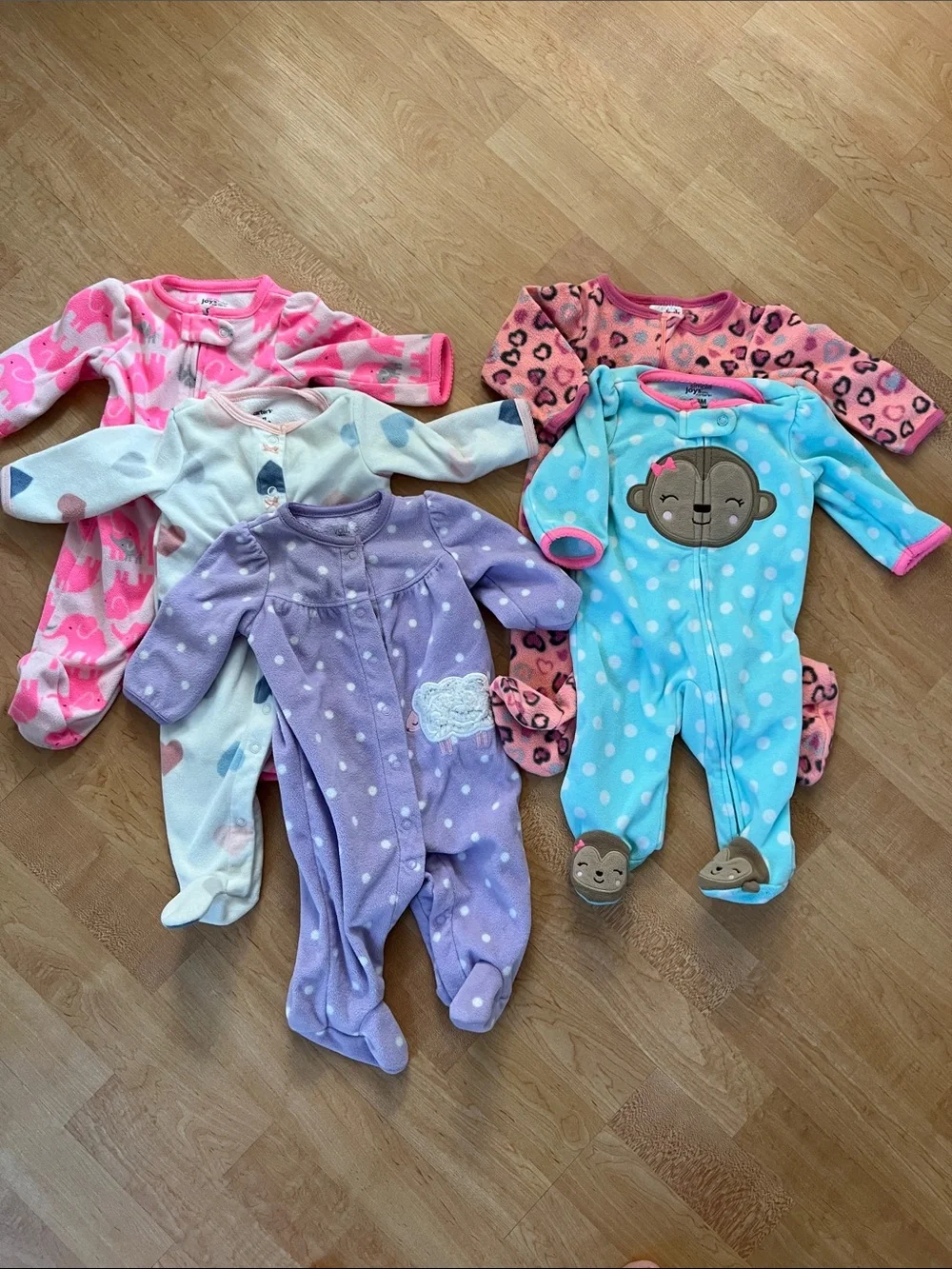 Carters 0-3M Baby girl One-Piece Footie Fleece Sleepers PJs Sleep n Play